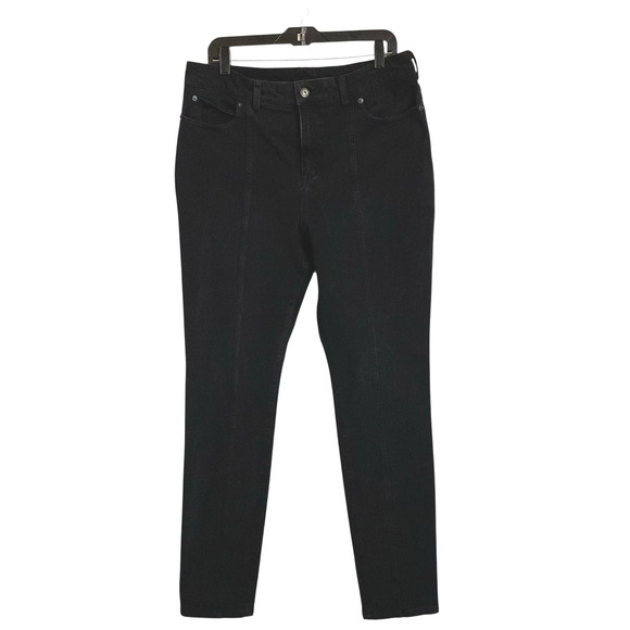 Duluth Trading Denim Jeans Womens 14 Stretch Slim Straight Leg Black High Rise - Picture 1 of 8